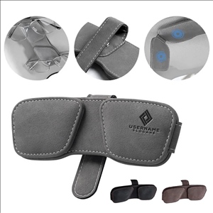 PU Leather Slim Dual Clip Magnetic Car Visor Glasses Holder